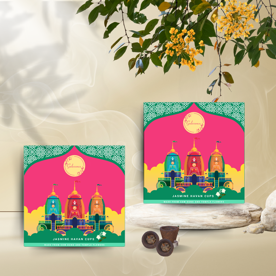Jasmine Havan Cups | Made from Cow dung & Temple Flower | Gulessence - Gulessence