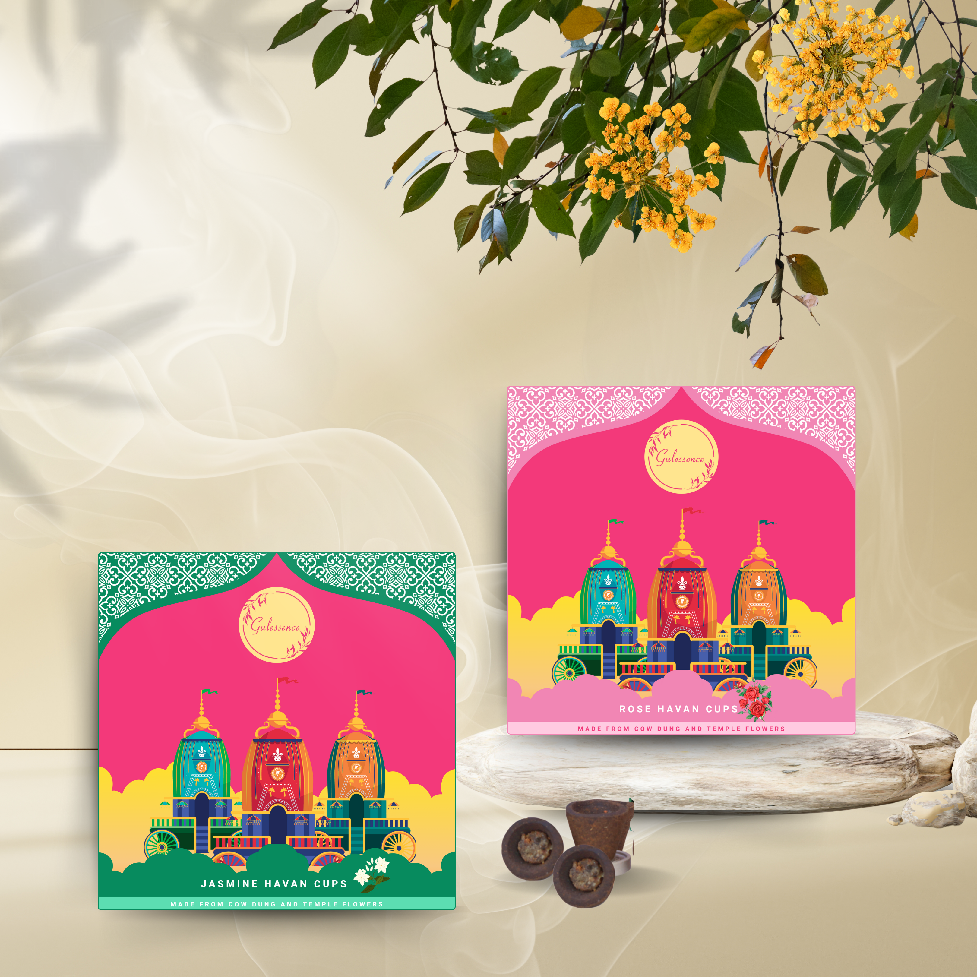 Gulessence Jasmine ,Rose Havan Cups | Pack of 2 - Gulessence
