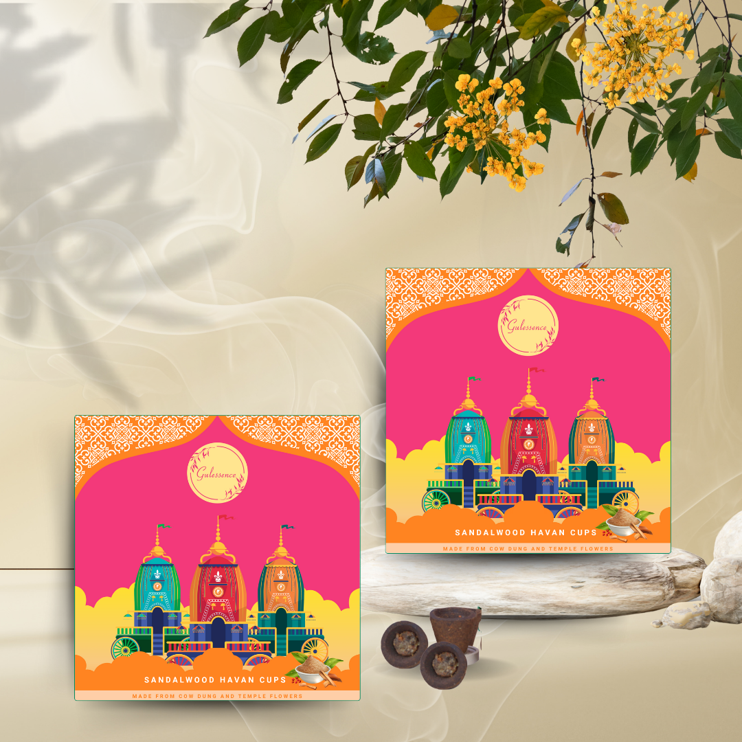 Sandalwood Havan Cups | Made from Cow dung & Temple Flower |Gulessence - Gulessence