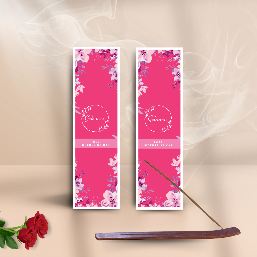 Rose Incense Sticks With Free Incense Holder| Made from Temple Flower | Gulessence - Gulessence