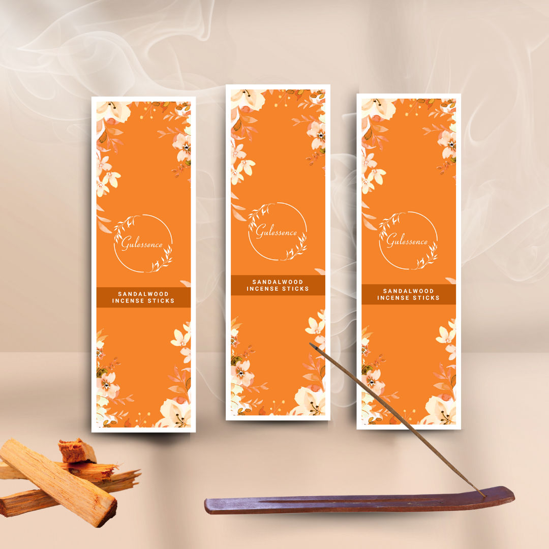 Sandalwood Incense Sticks With Free Incense Holder| Made from Temple Flower | Gulessence - Gulessence