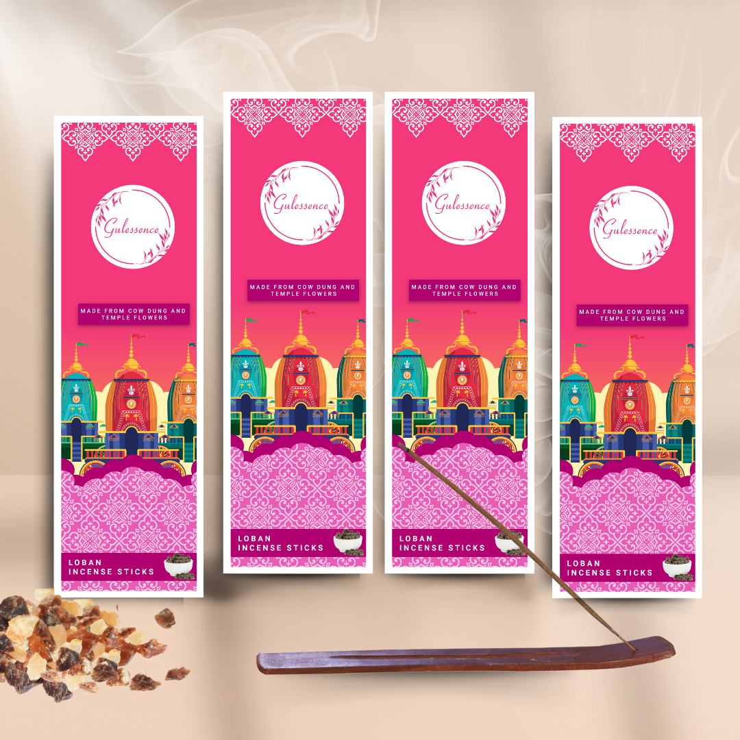 Loban Incense Sticks With Free Incense Holder| Made from Cow dung & Temple Flower | Gulessence - Gulessence