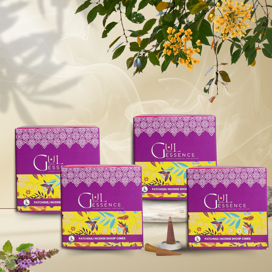 Patchouli Dhoop Cones | Made from Temple Flower | Gulessence - Gulessence