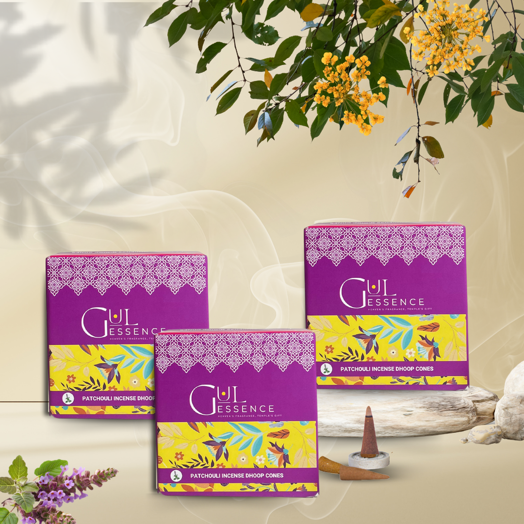 Patchouli Dhoop Cones | Made from Temple Flower | Gulessence - Gulessence