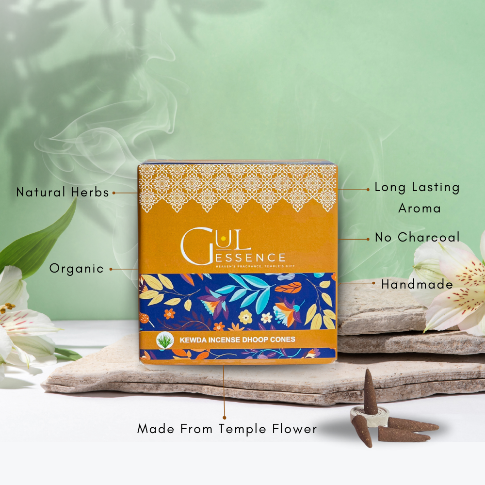Kewda Dhoop Cones | Made from Temple Flower | Gulessence - Gulessence