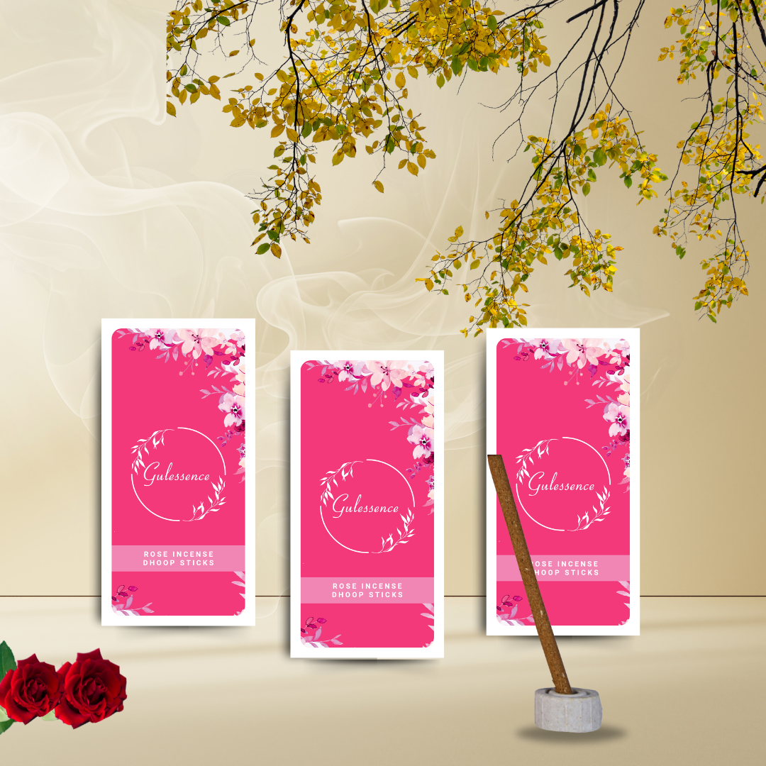 Rose Bamboo less Dhoop Sticks | Made from Temple Flower | Gulessence - Gulessence