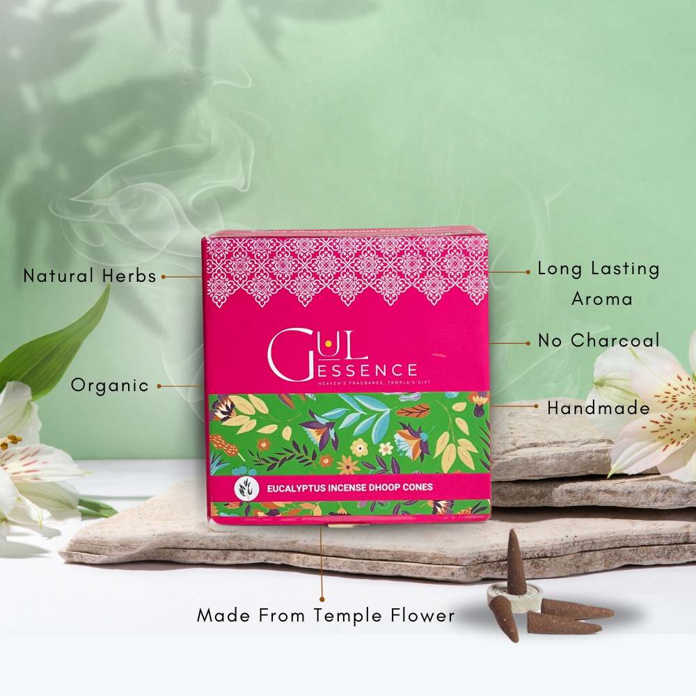 Eucalyptus Dhoop Cones | Made from Temple Flower | Gulessence - Gulessence