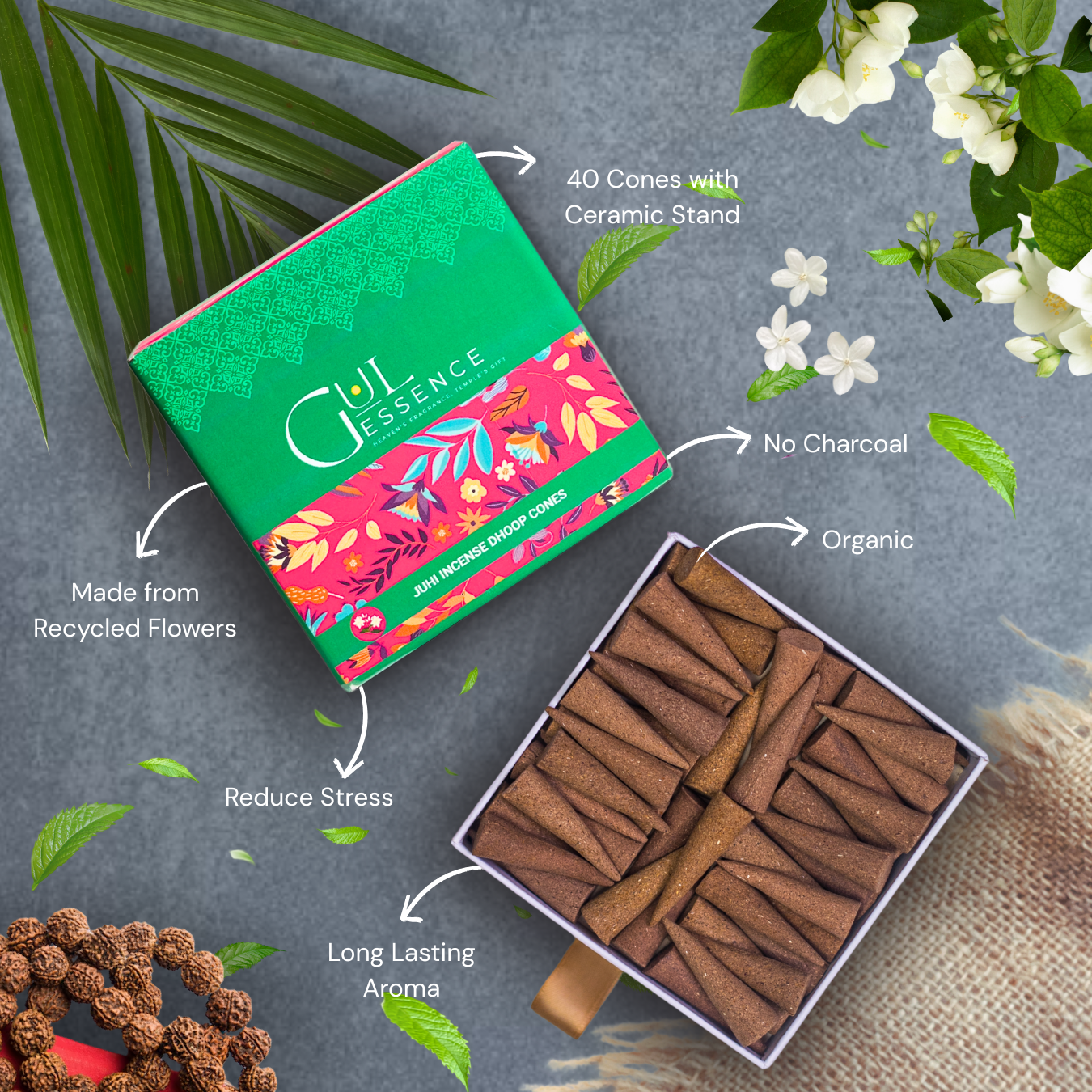 Juhi Dhoop Cones | Made from Temple Flower | Gulessence - Gulessence