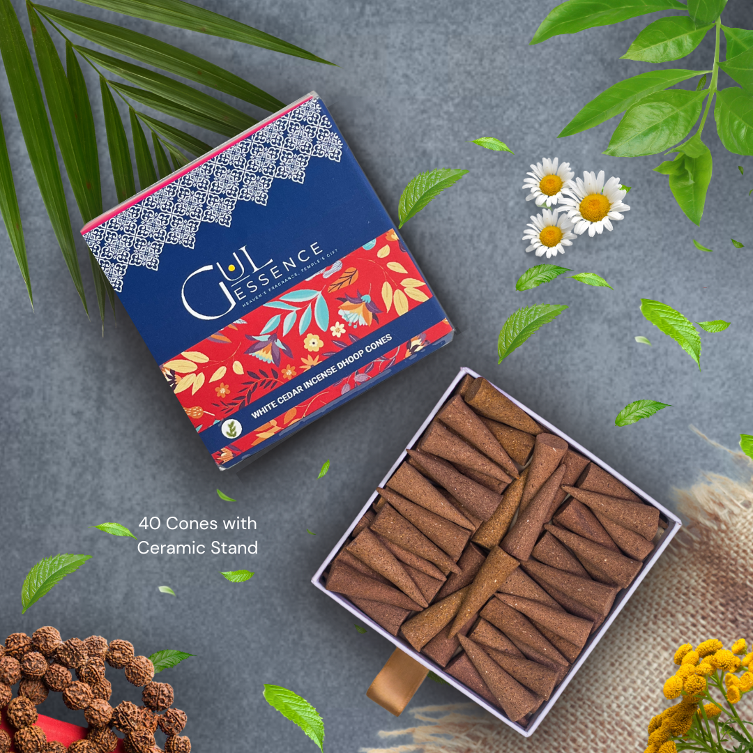 White Cedar Dhoop Cones | Made from Temple Flower | Gulessence - Gulessence