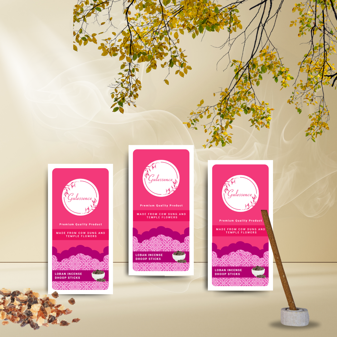 Loban Bamboo Less Dhoop Sticks | Made from Cow dung & Temple Flower | Gulessence - Gulessence