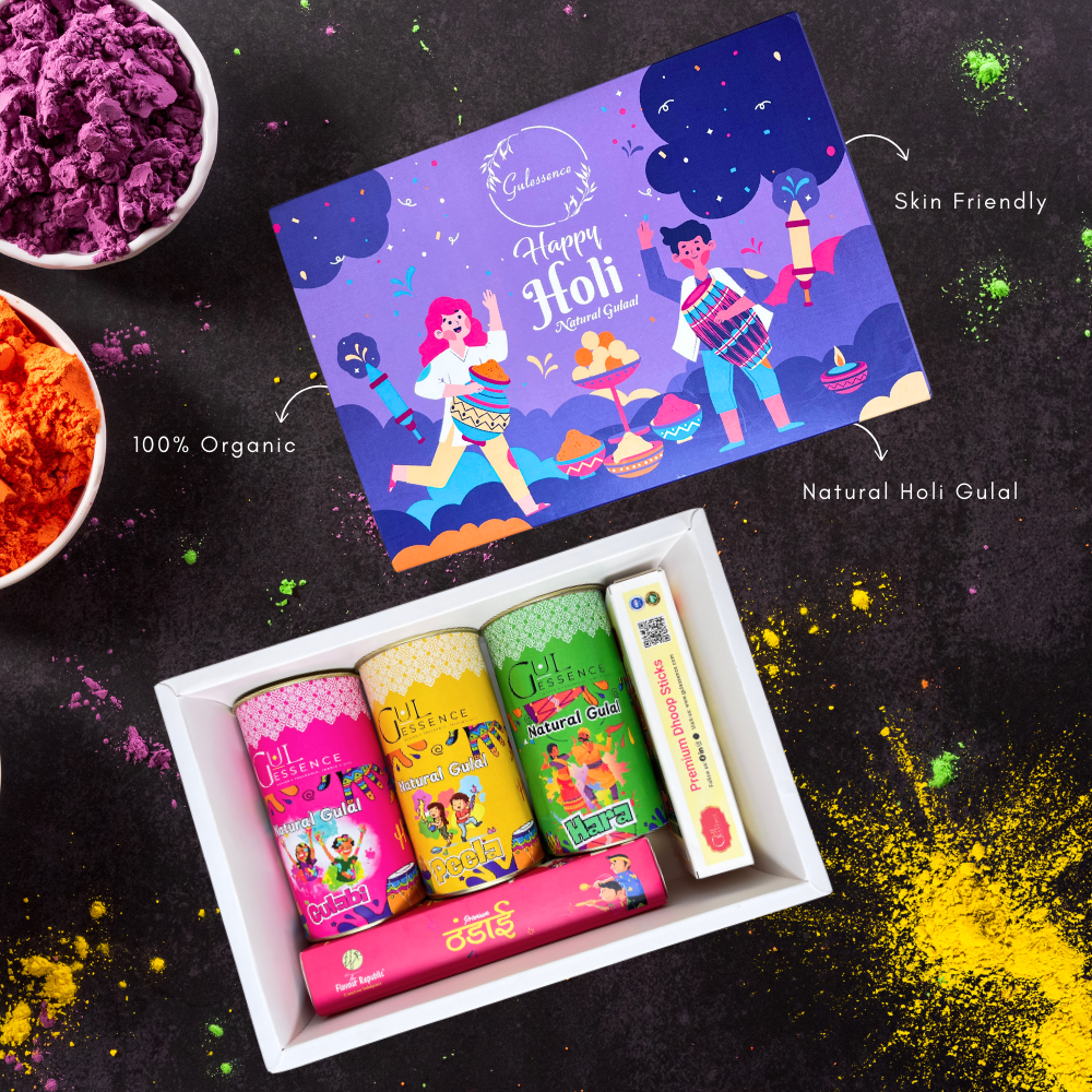 Natural Organic Holi Colours | Gulessence Holi Gift Box -2 - Gulessence