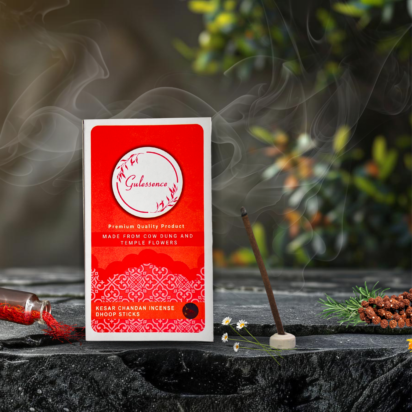 Kesar Chandan Dhoop Sticks | Bamboo less Dhoop Sticks | Gulessence - Gulessence