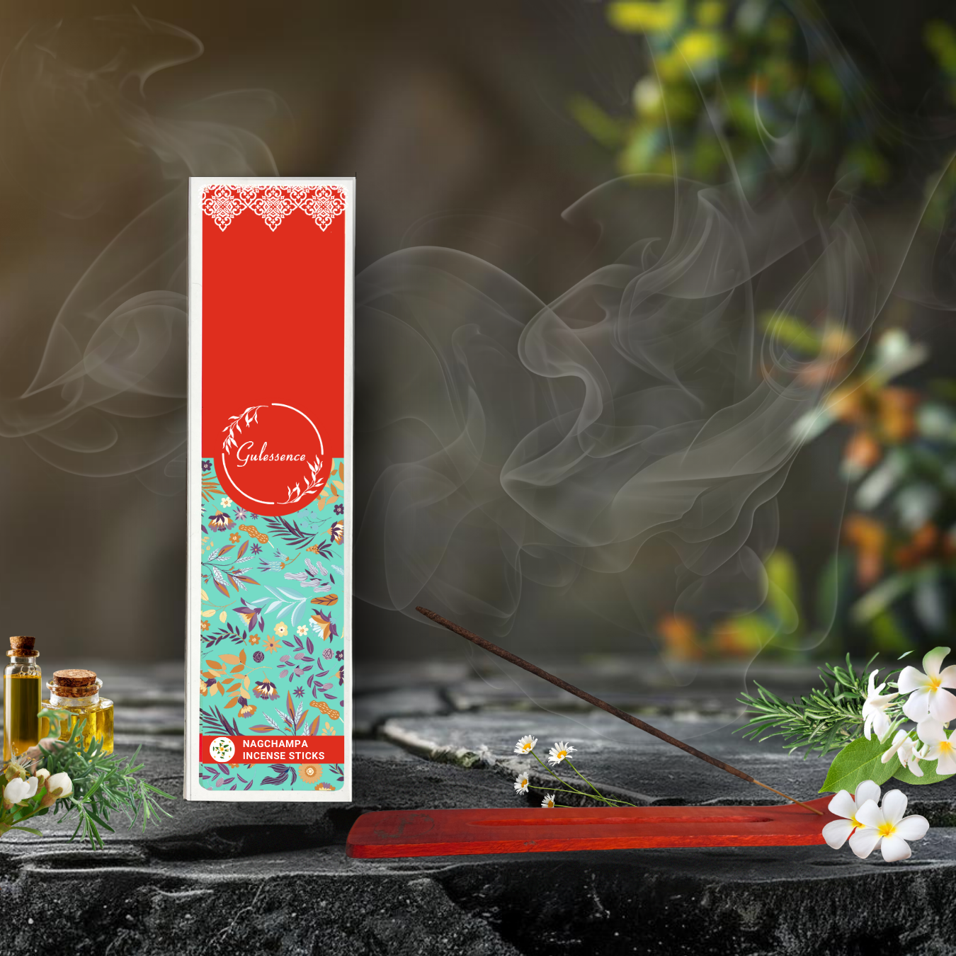 Nagchampa Incense Sticks With Free Incense Holder| Made from Temple Flower | Gulessence - Gulessence