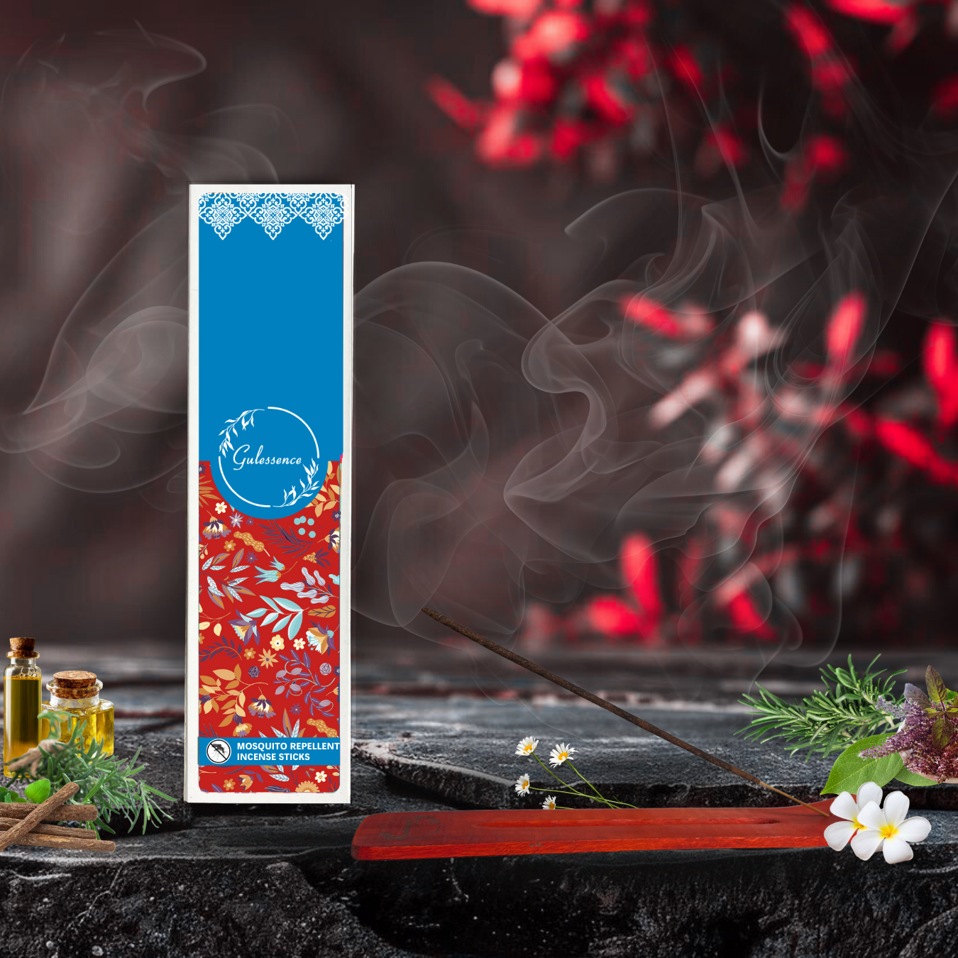 Mosquito Repellent Incense Sticks With Free Incense Holder| Made from Temple Flower | Gulessence - Gulessence