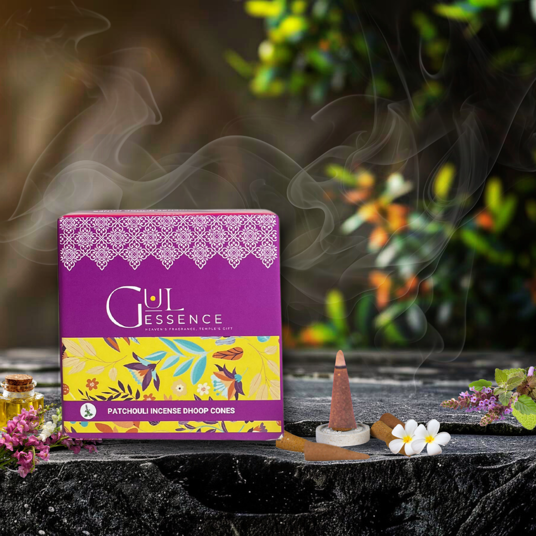 Patchouli Dhoop Cones | Made from Temple Flower | Gulessence - Gulessence