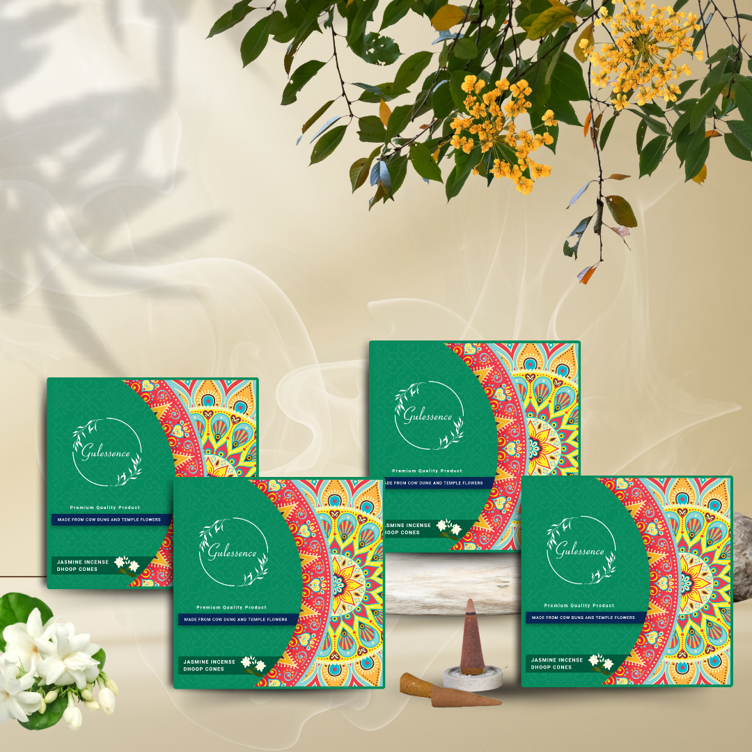 Jasmine Dhoop Cones | Made from Cow dung & Temple Flower | Gulessence - Gulessence