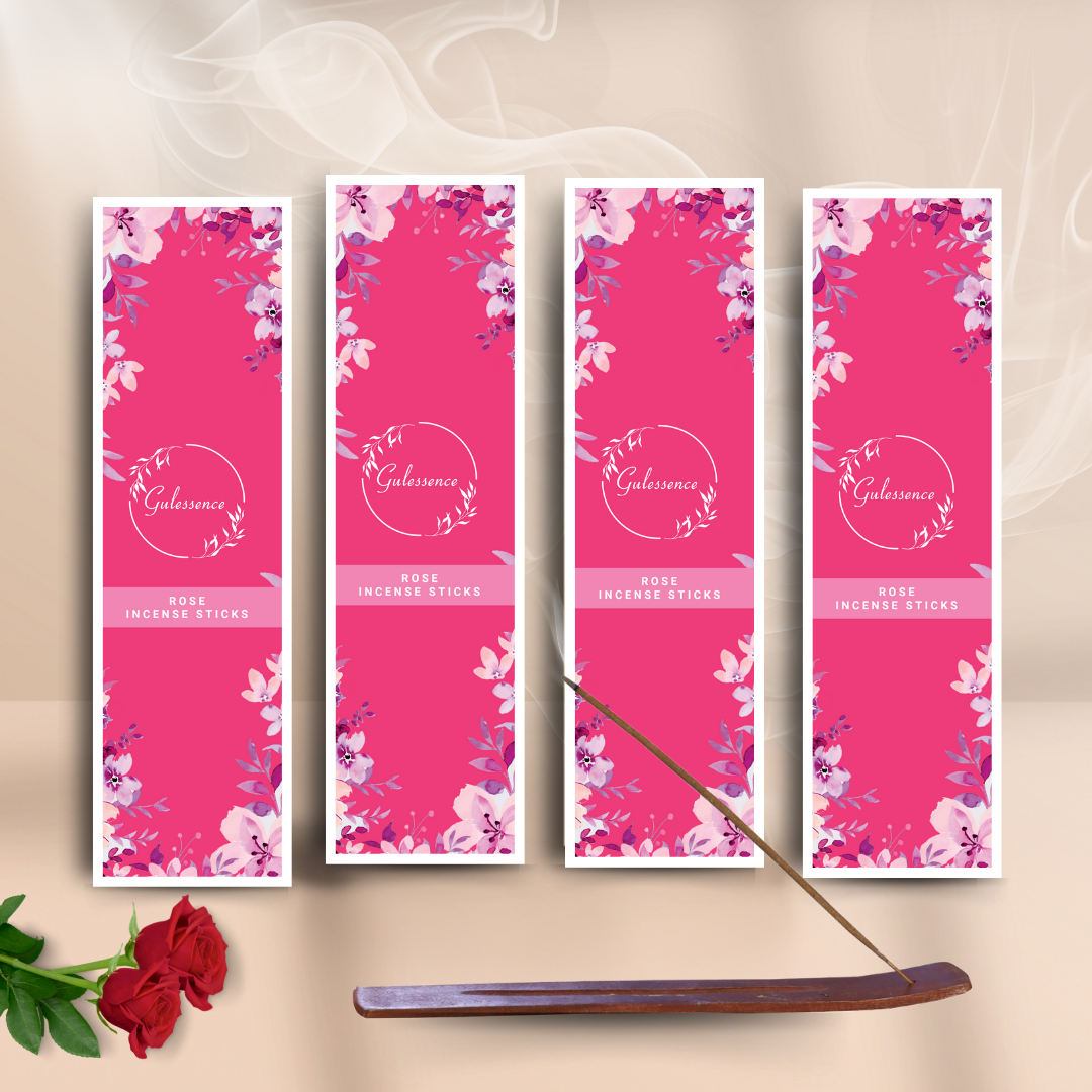 Rose Incense Sticks With Free Incense Holder| Made from Temple Flower | Gulessence - Gulessence