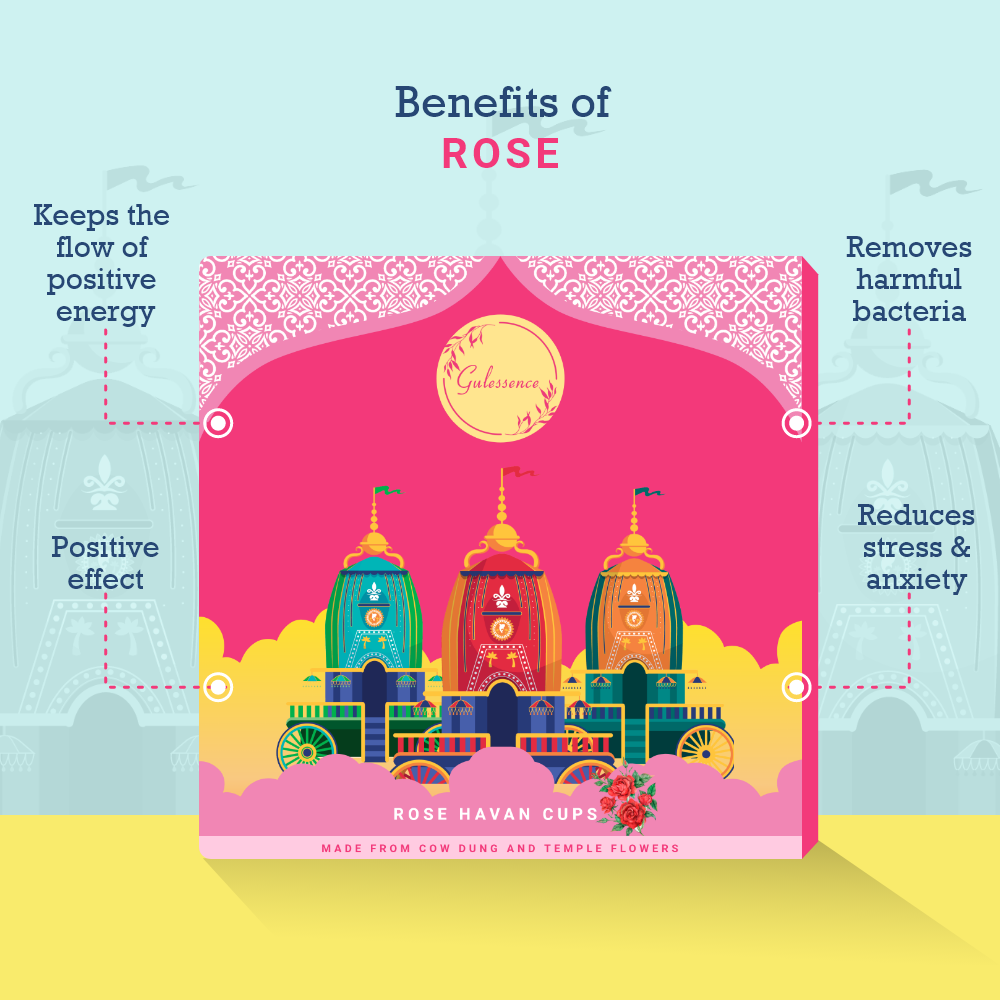 Rose Havan Cups | Made from Cow dung & Temple Flower | Gulessence - Gulessence