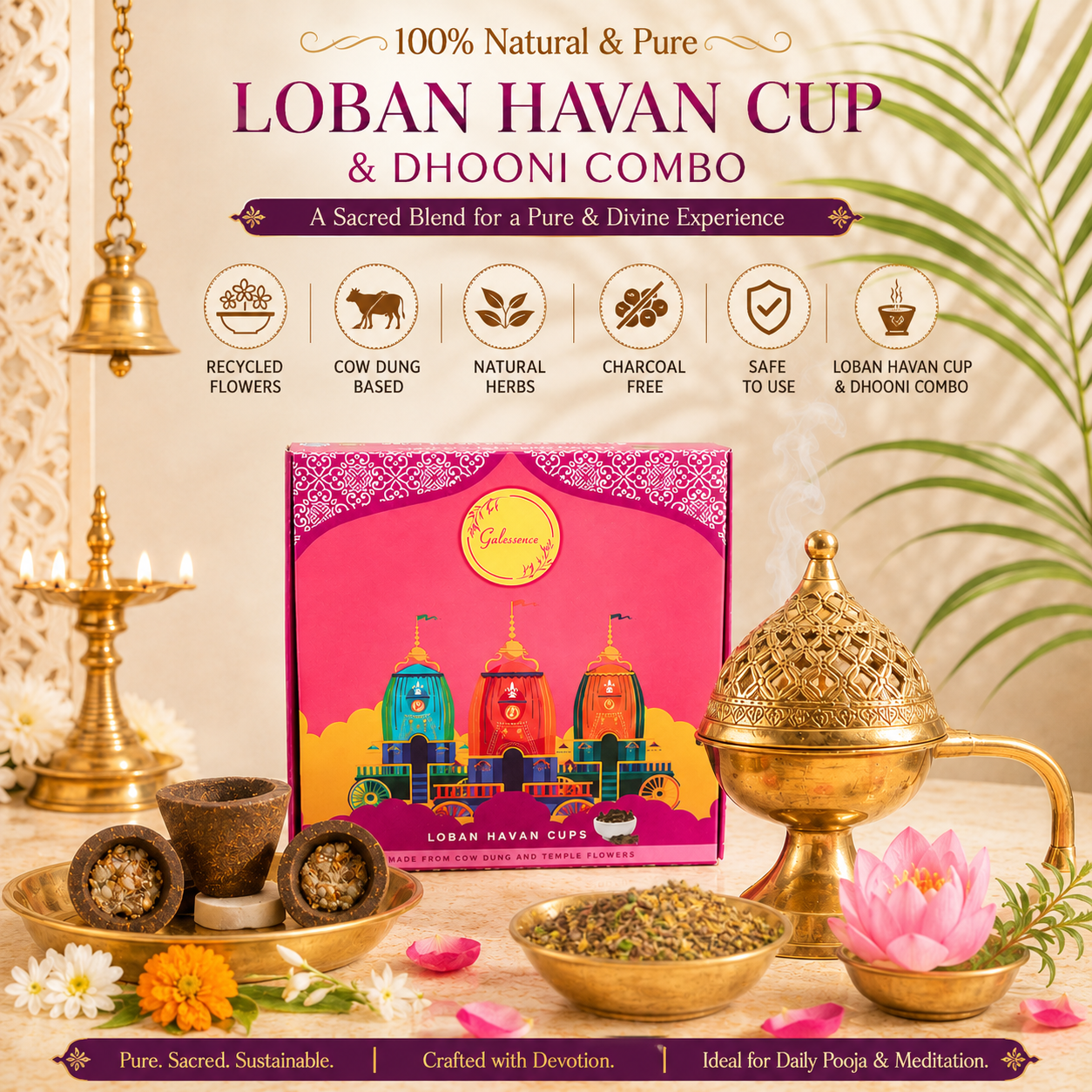 Gulessnece Loban Havan cup with Brass Dhooni