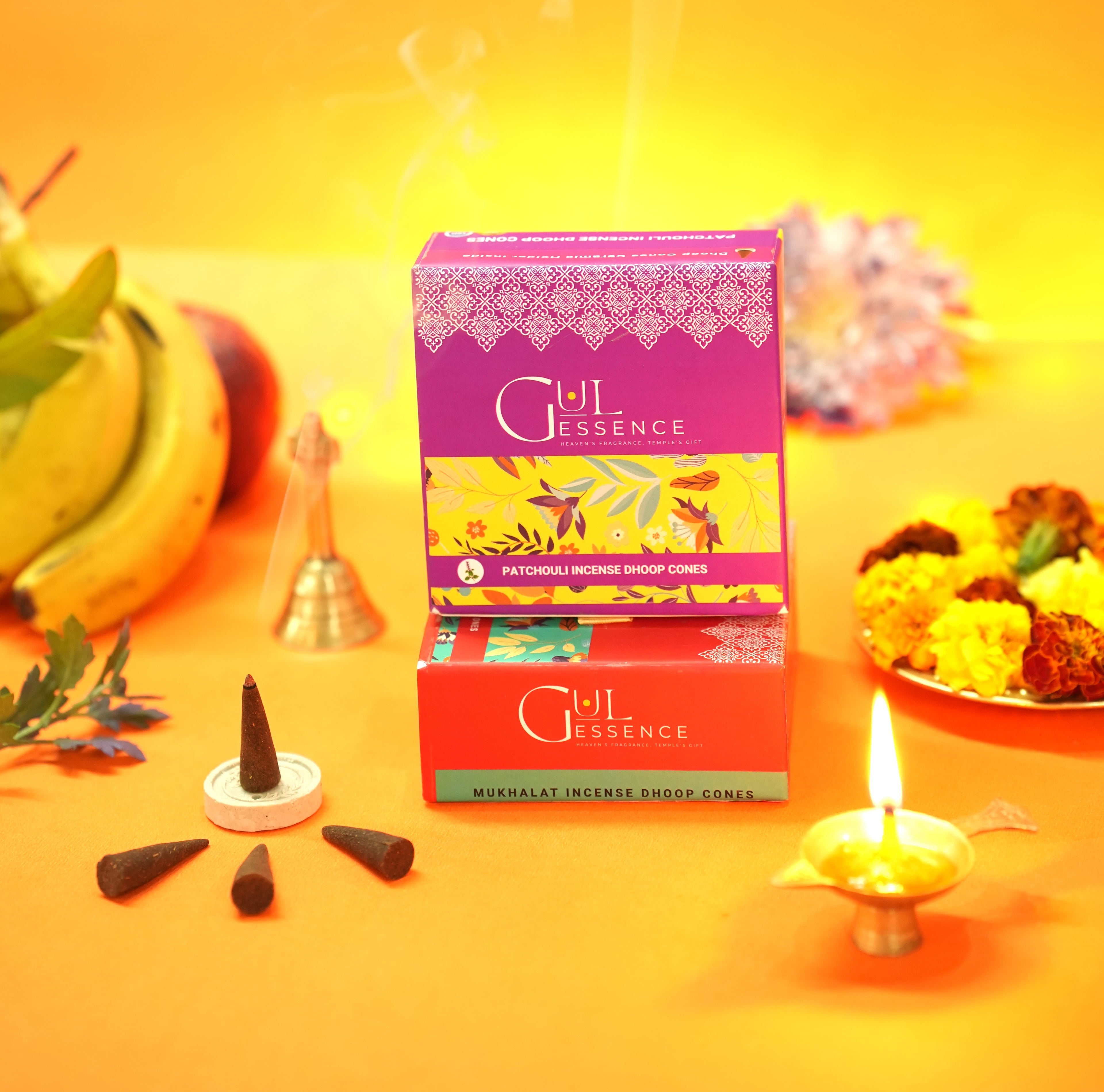 Patchouli Dhoop Cones | Made from Temple Flower | Gulessence - Gulessence