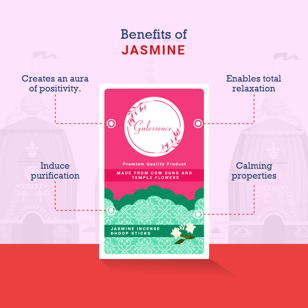 Jasmine Bamboo Less Dhoop Sticks | Made from Cow dung & Temple Flower | Gulessence - Gulessence