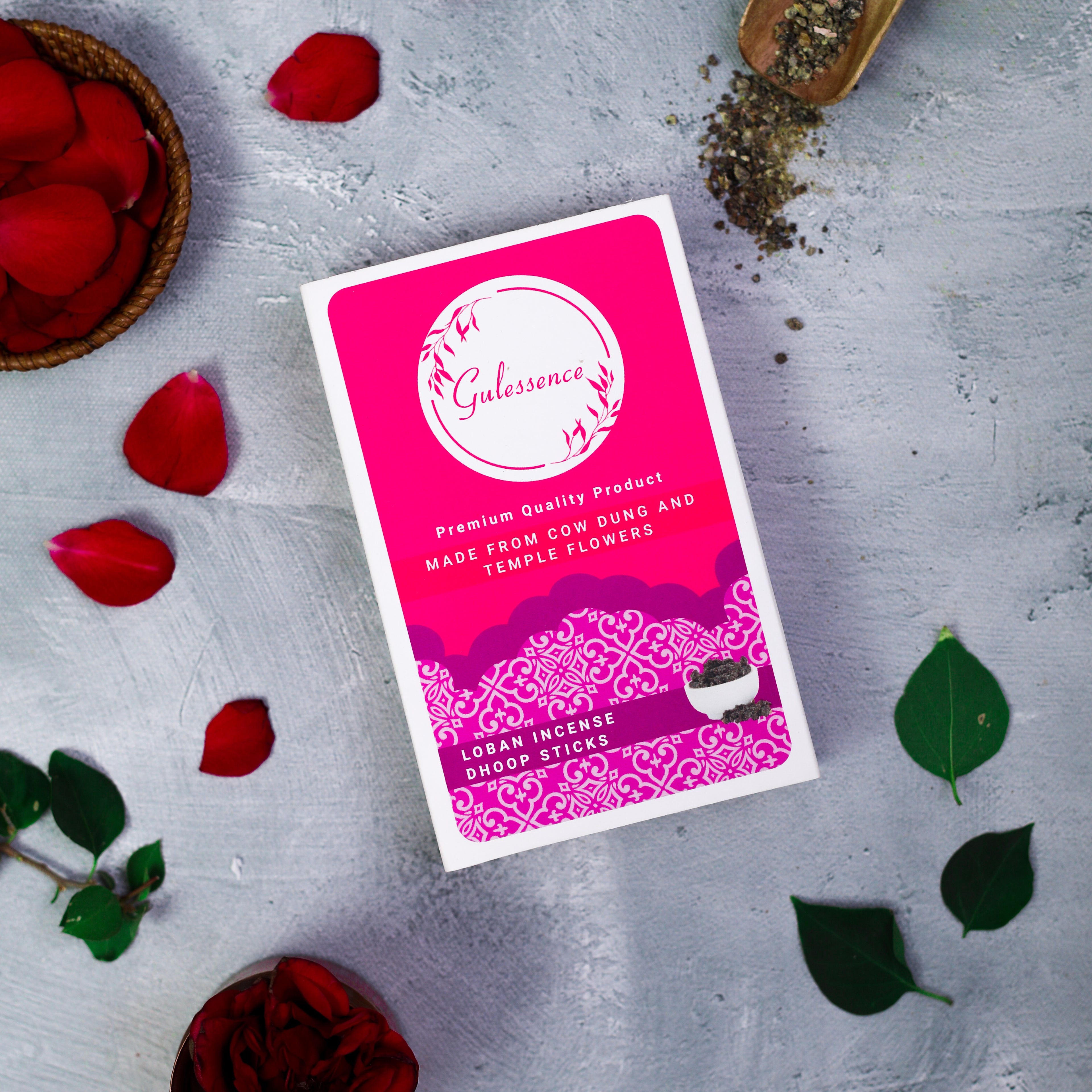 Loban Bamboo Less Dhoop Sticks | Made from Cow dung & Temple Flower | Gulessence - Gulessence