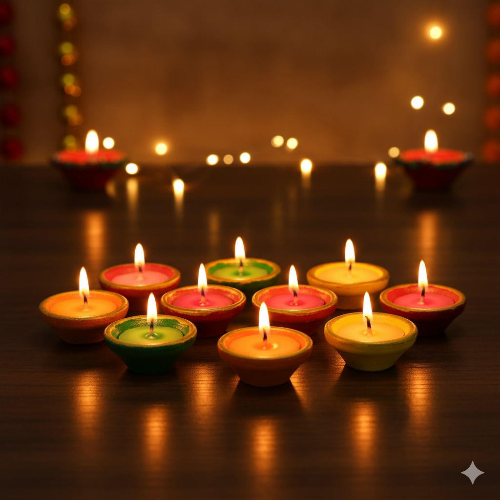 Aroma Wax Colorful Diya -Pack of 8