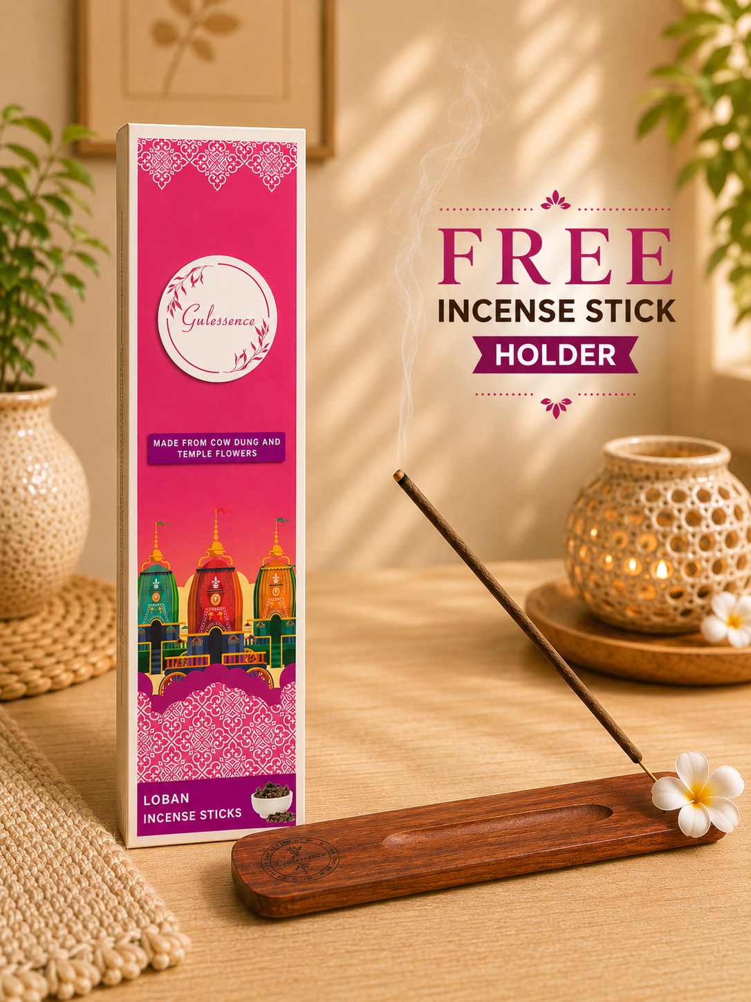 Gulessence Loban Incense Sticks – Made from Cow Dung & Temple Flowers