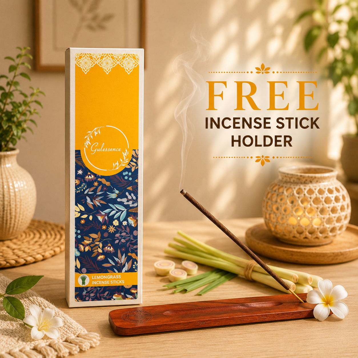 Lemongrass Incense Sticks | Charcoal-Free Agarbatti | Gulessence