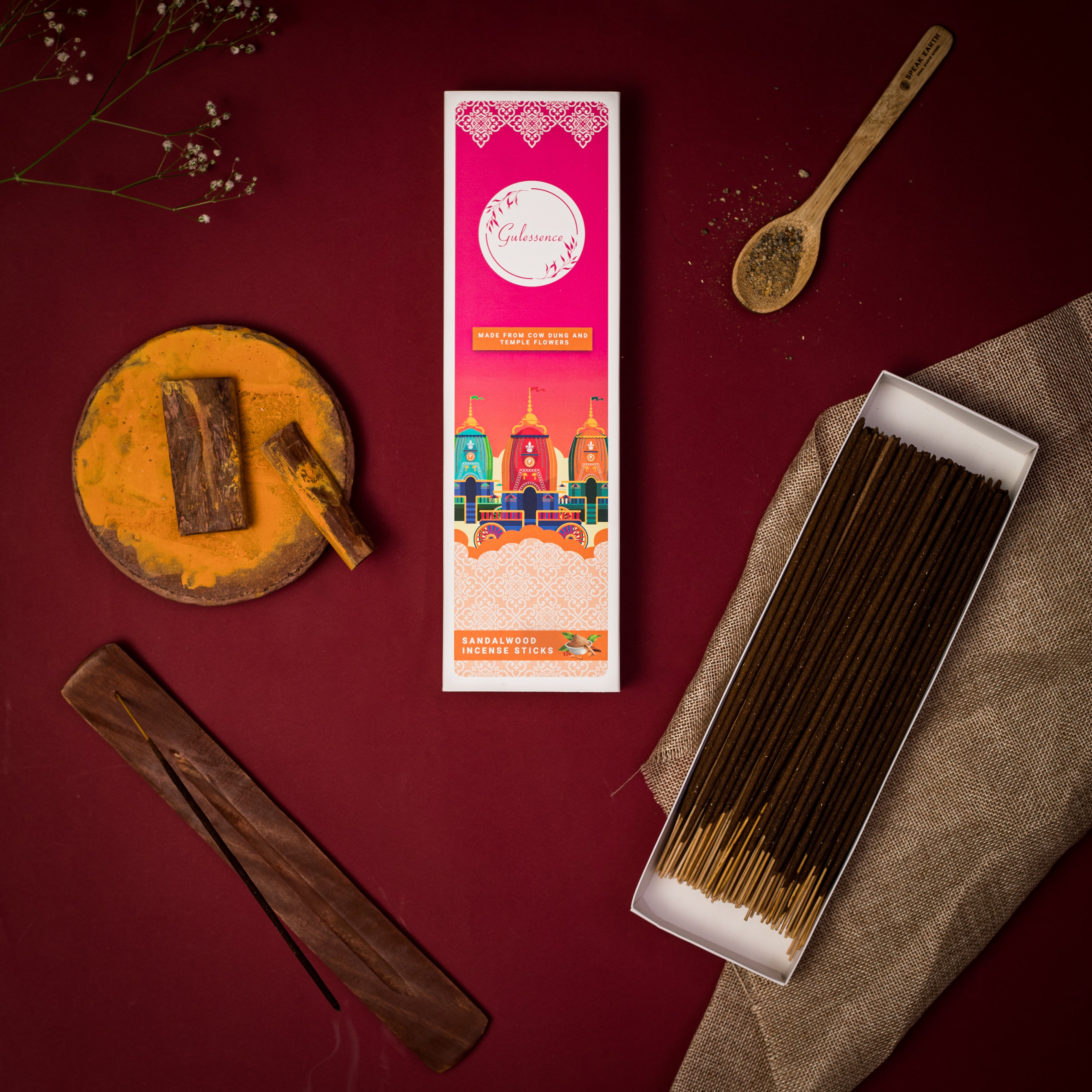 Loban & Sandalwood Incense sticks Petrichor - Made from Cowdung & Temple Flowers | Combo Boxes | Gulessence - Gulessence