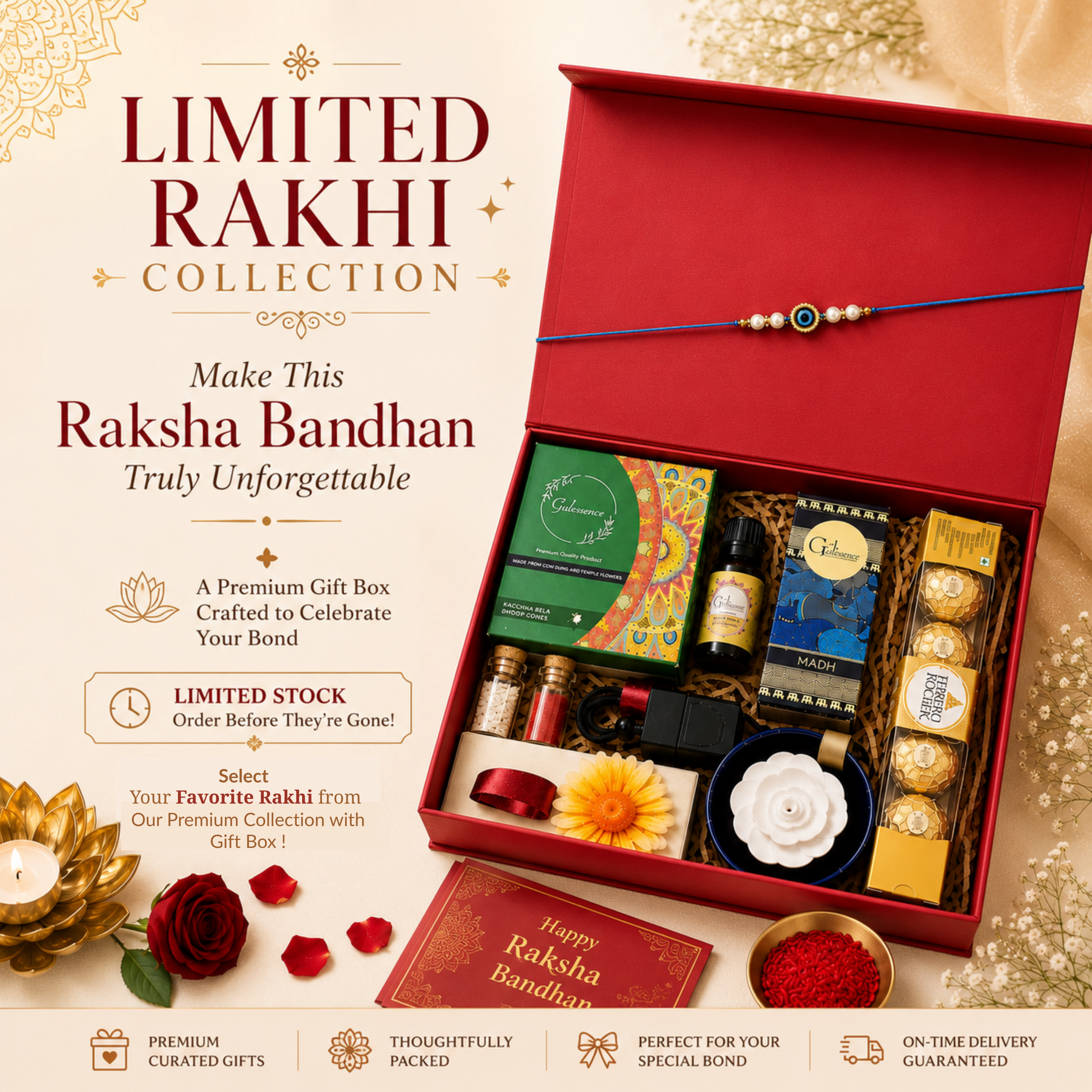 Select Your Favorite Rakhi from Our Premium Collection & Gift Boxes-gulessnece