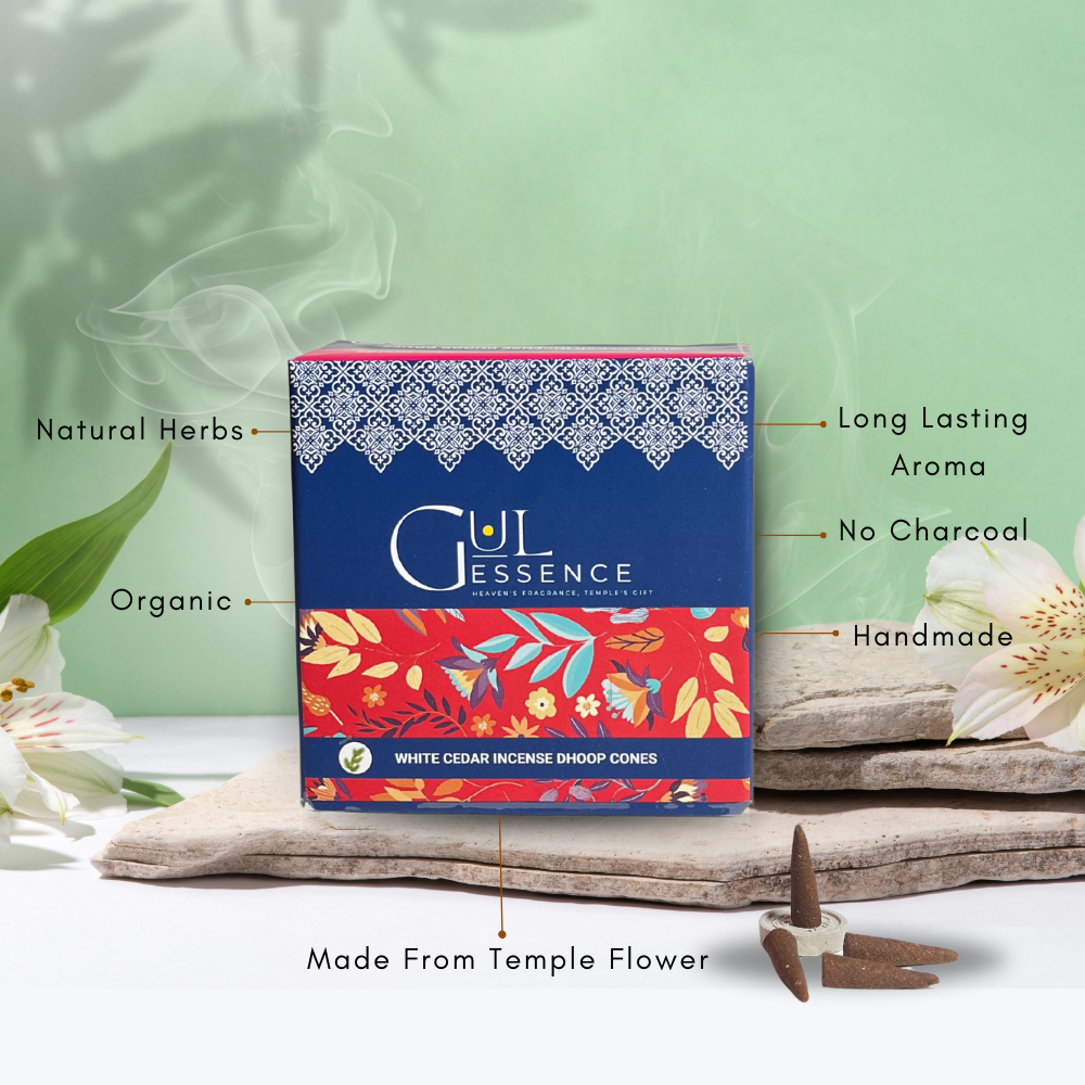 White Cedar Dhoop Cones | Made from Temple Flower | Gulessence - Gulessence