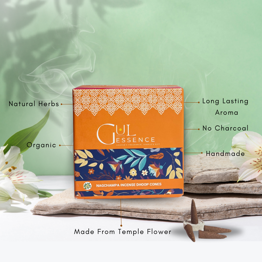 Nagchampa Dhoop Cones | Made from Temple Flower | Gulessence - Gulessence