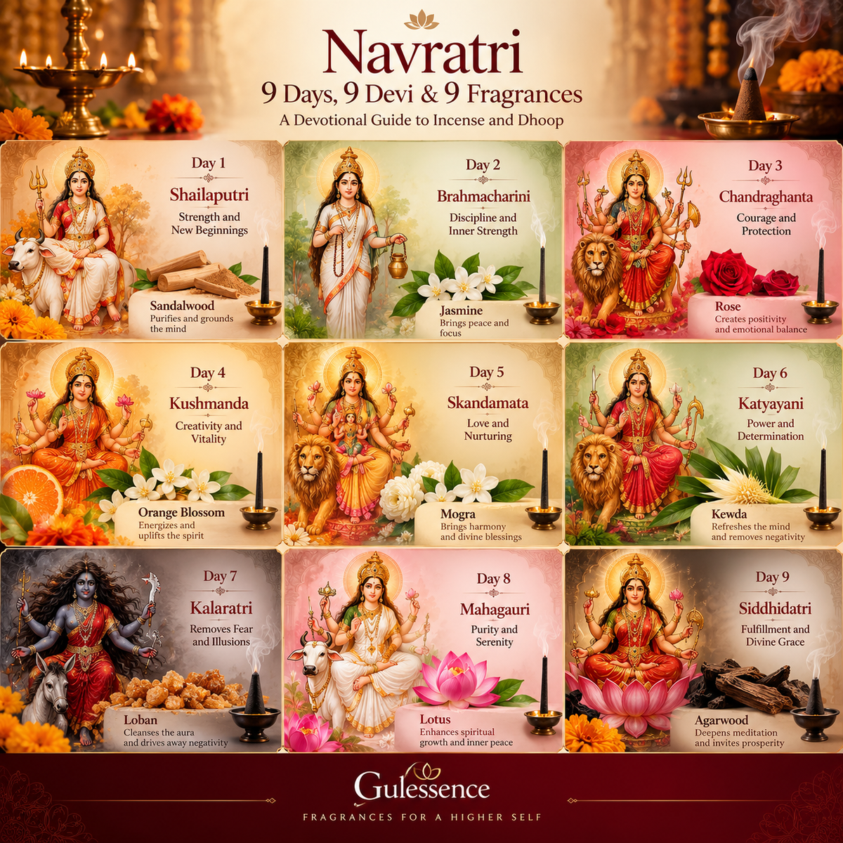 Navratri 9 Days, 9 Devi & 9 Fragrances: A Devotional Guide to Incense and Dhoop