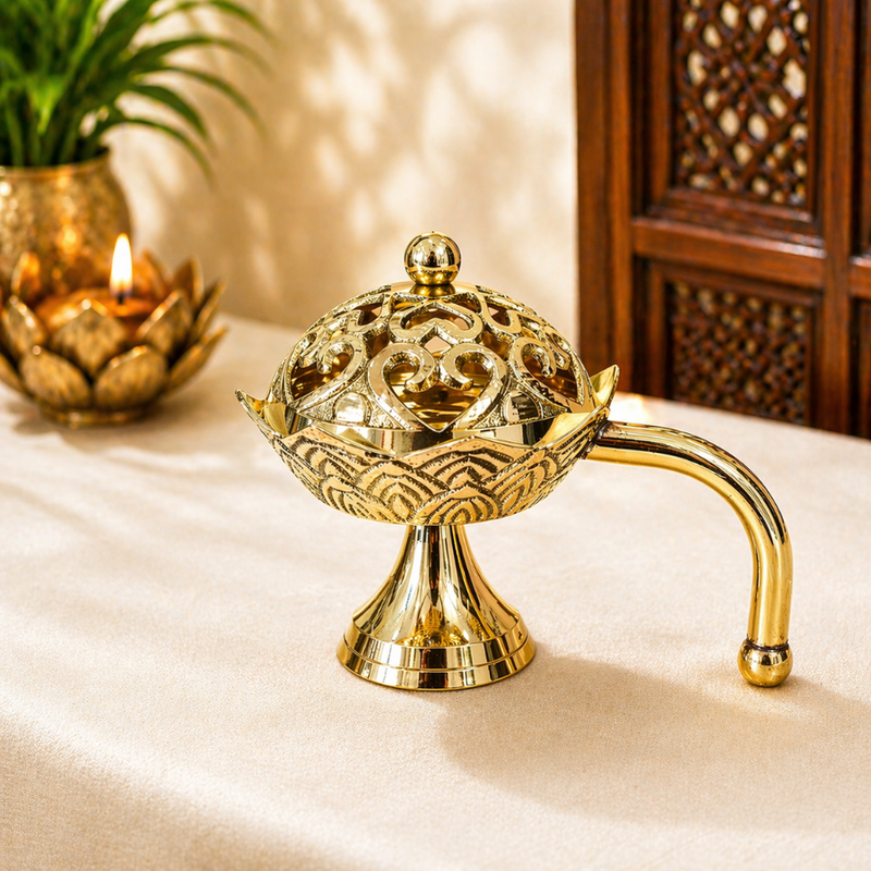 Gulessence Brass Dhooni Collection – Traditional Brass Incense Burners for Dhoop, Sambrani & Pooja Rituals