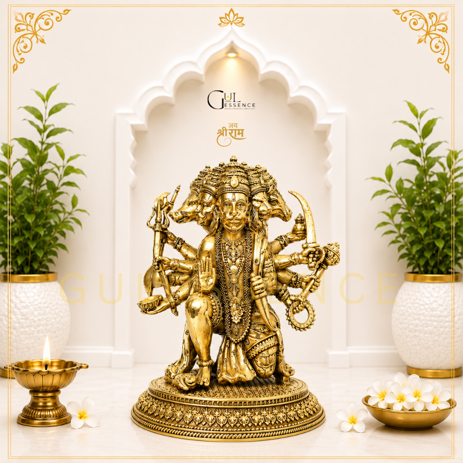 Panchmukhi Ji Avatar  Brass Idol for Home &amp; Office – Vastu &amp; Prosperity Guide | Gulessence
