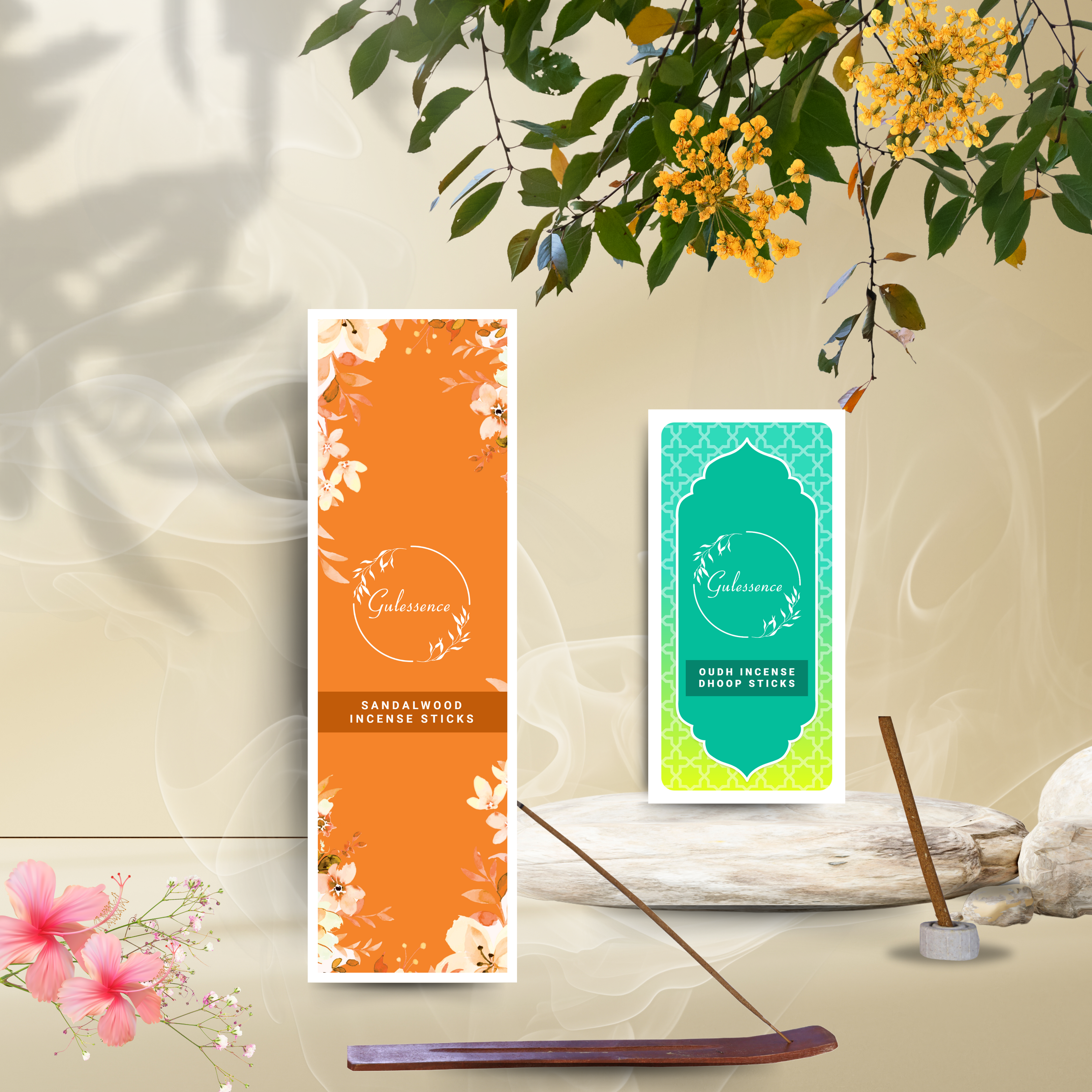 Sandalwood Incense stick &amp; Oudh Dhoop sticks - Made from Temple Flowers |  Gulessence