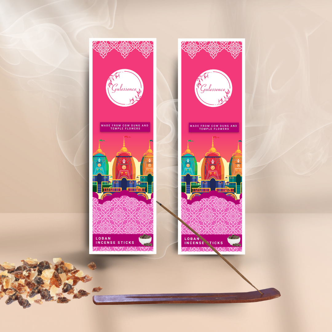 Loban Incense Sticks With Free Incense Holder| Made from Cow dung &amp; Temple Flower | Gulessence