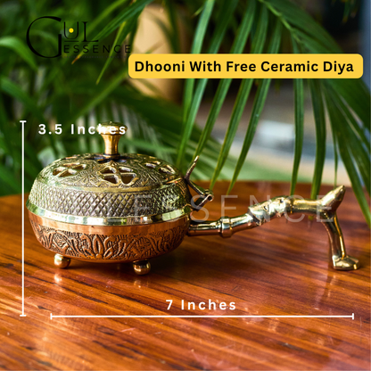 Brass Dhoop Dhooni Pot| Dhooni | Gulessence - Gulessence