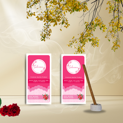 Rose Dhoop Sticks | Made from Cow dung &amp; Temple Flower | Bamboo less Dhoop Sticks | Gulessence