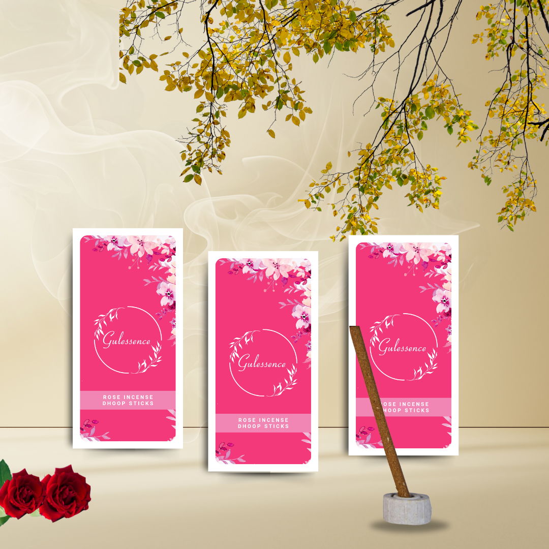 Rose Bamboo less Dhoop Sticks | Made from Temple Flower | Gulessence