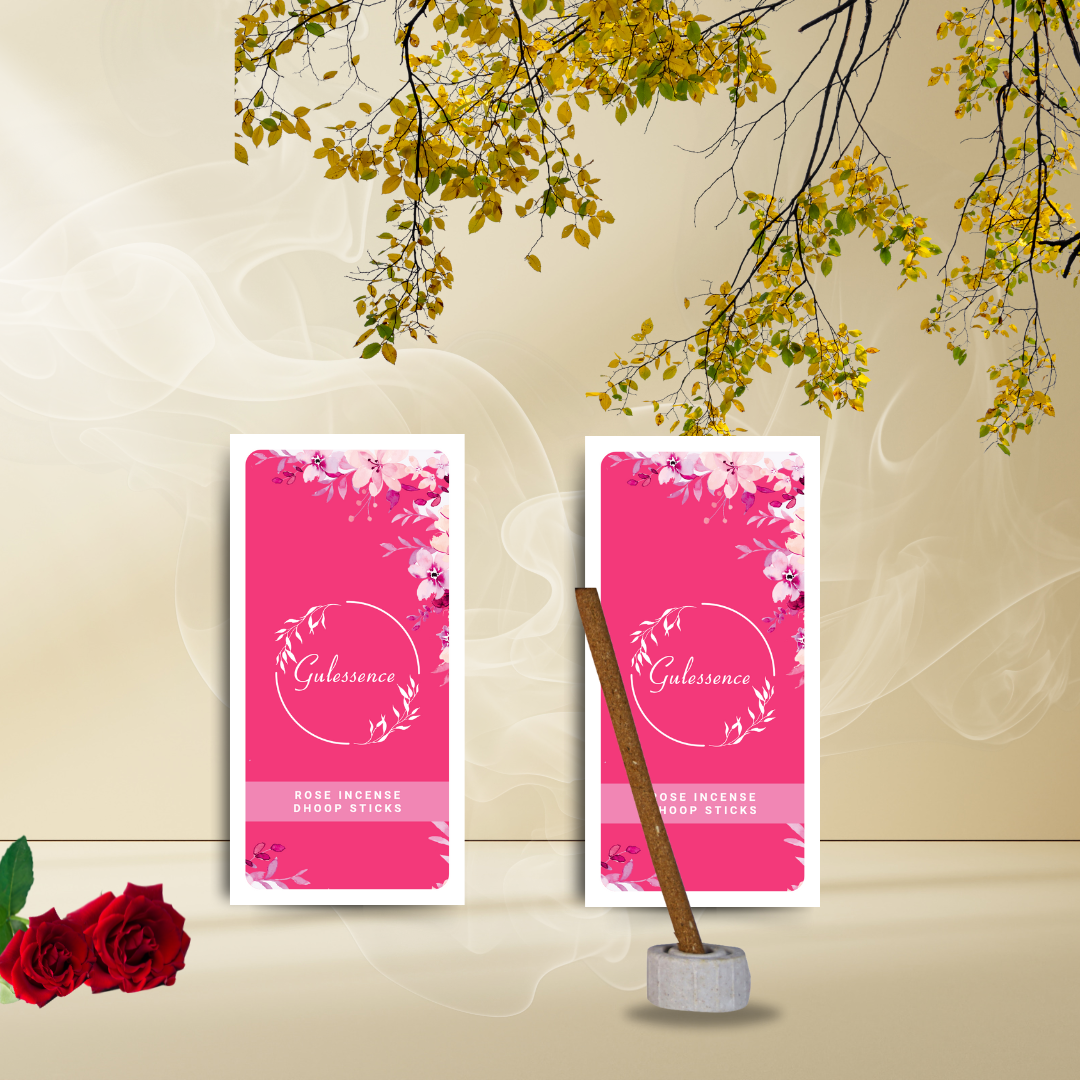 Rose Bamboo less Dhoop Sticks | Made from Temple Flower | Gulessence