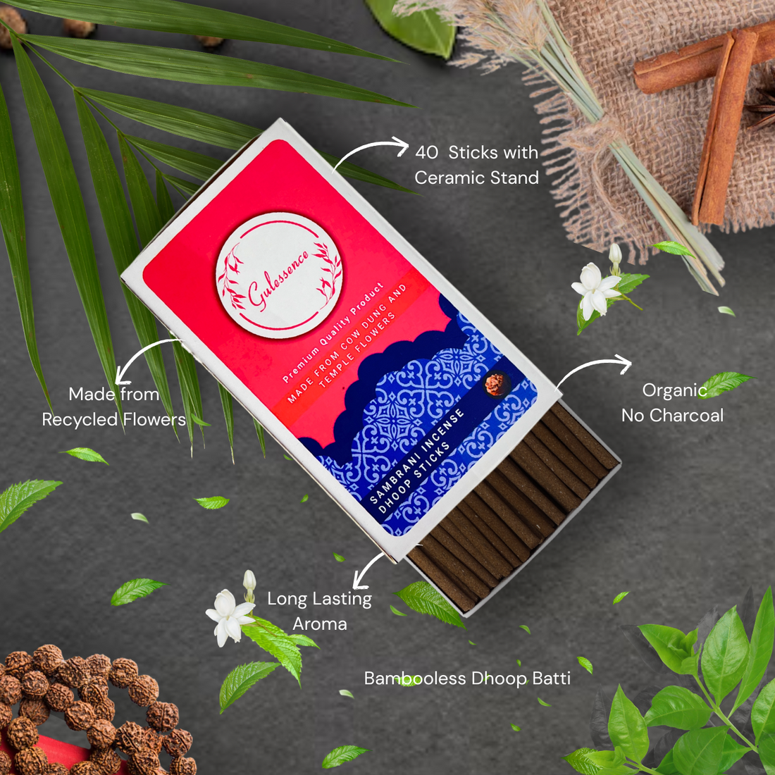Sambrani Dhoop Sticks | Bamboo less Dhoop Sticks | Gulessence - Gulessence