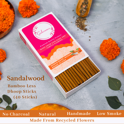 Gulessence Sandal Dhoop Sticks, Rose Dhoop Cones, Loban Dhoop Cones &amp; Nirvana Incense Sticks | Pack of 4 (160 units) | Free Stand