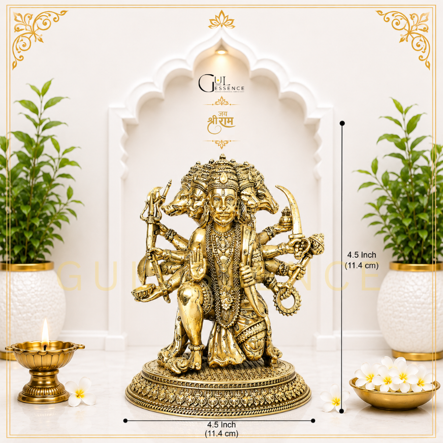 Panchmukhi Ji Avatar  Brass Idol for Home &amp; Office – Vastu &amp; Prosperity Guide | Gulessence