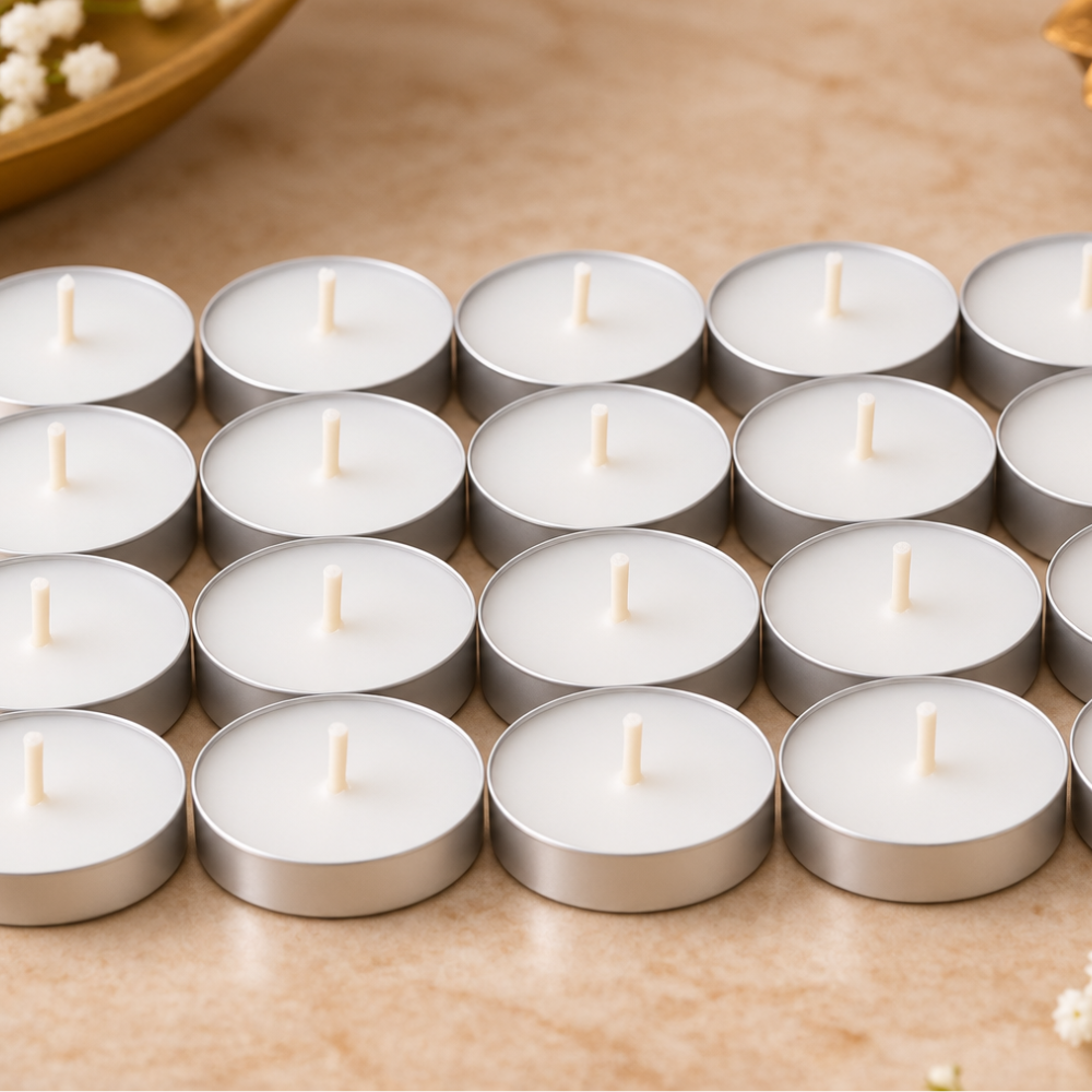 Aroma Scented Soy Tea Light Candles, Pack of 20 – Plain White