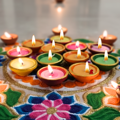 Aroma Soya Wax Colorful Mitti Diya | Pack of 12