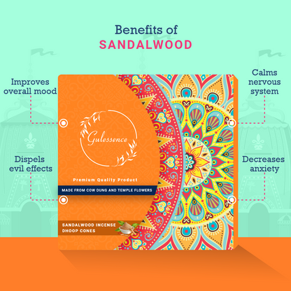benefit Sandalwood Dhoop Cones | Made from Cow dung &amp; Temple Flower | Gulessence - Gulessence
