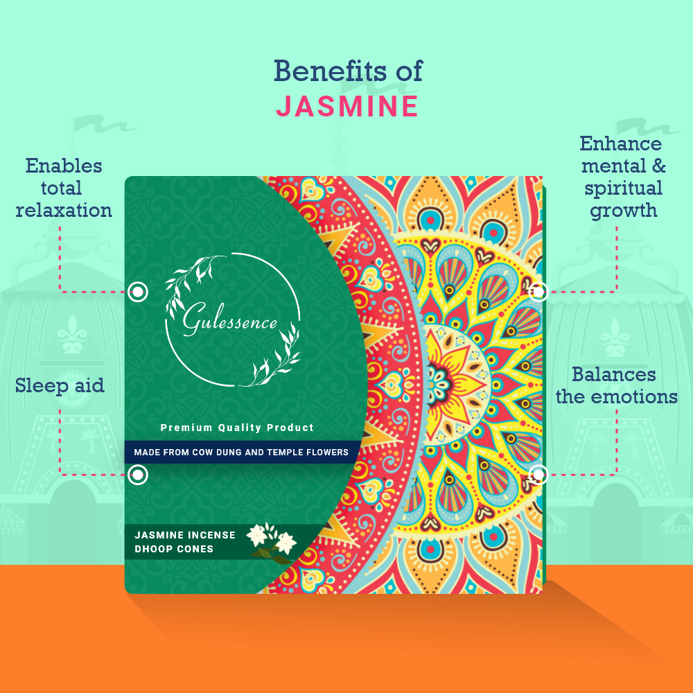 Jasmine Dhoop Cones | Made from Cow dung &amp; Temple Flower | Gulessence - Gulessence