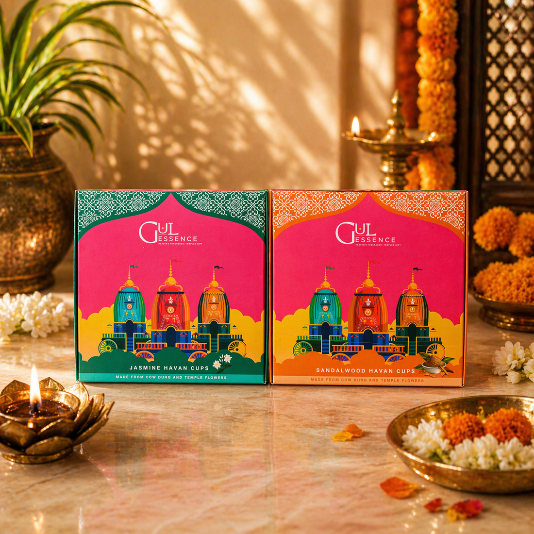Gulessence Jasmine , Sandal Havan Cups | Pack of 2 - Gulessence